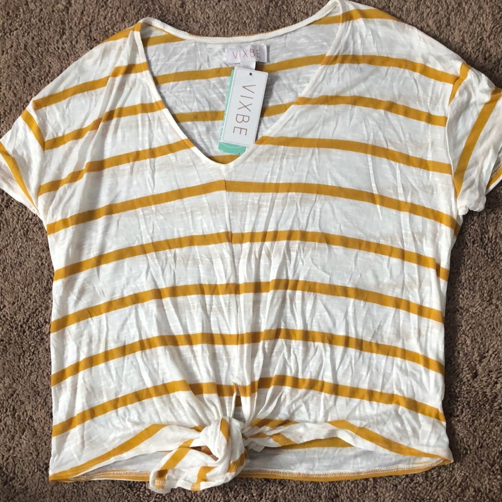 Yellow and white striped t-shirt